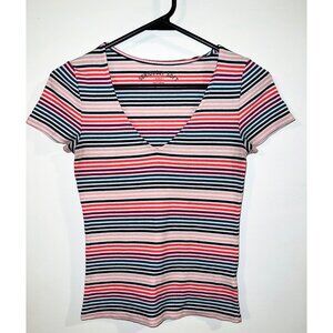 Striped Seriously Soft Aero Womens V-Neck T-Shirt Medium